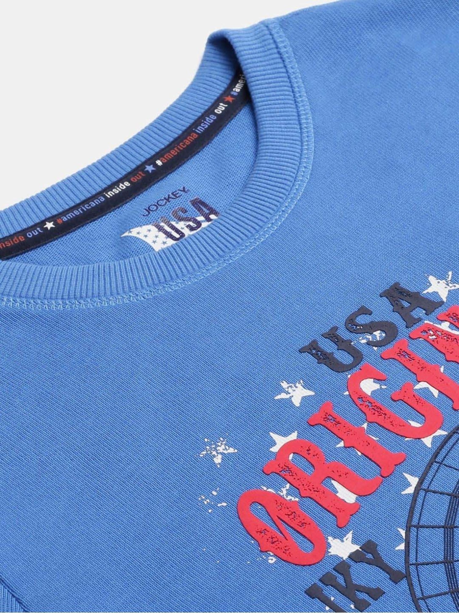 Jockey Kids Palace Blue Printed Full Sleeves Sweatshirt