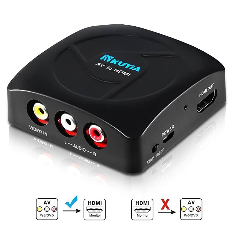 RCA to HDMI Converter AV to HDMI  1080P Component Composite to HDMI Adapter Supporting PALNTSC PC TV STB Xbox Wii PS4 PS3 VHS VCR Camera Nintendo N64 with USB Charge Cable Black