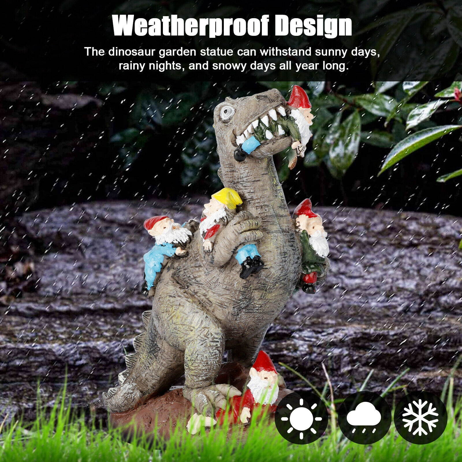 Dinosaur Eng Gnome Garden Decoron Outdoor Decor Ornaments Statue Model Art