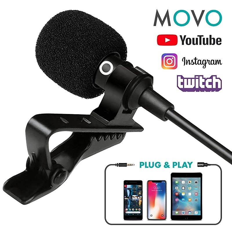 PM10 Lavalier Microphone and Lapel Microphone for iPhone iPad Android and Other Smartphones Easy Clip on Microphone Perfect for Recording a Podcast Vlog Interview YouTube