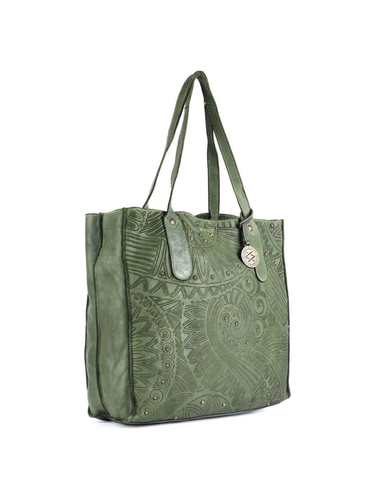 KOMPANERO Aria Sage Leather Textured Tote Handbag