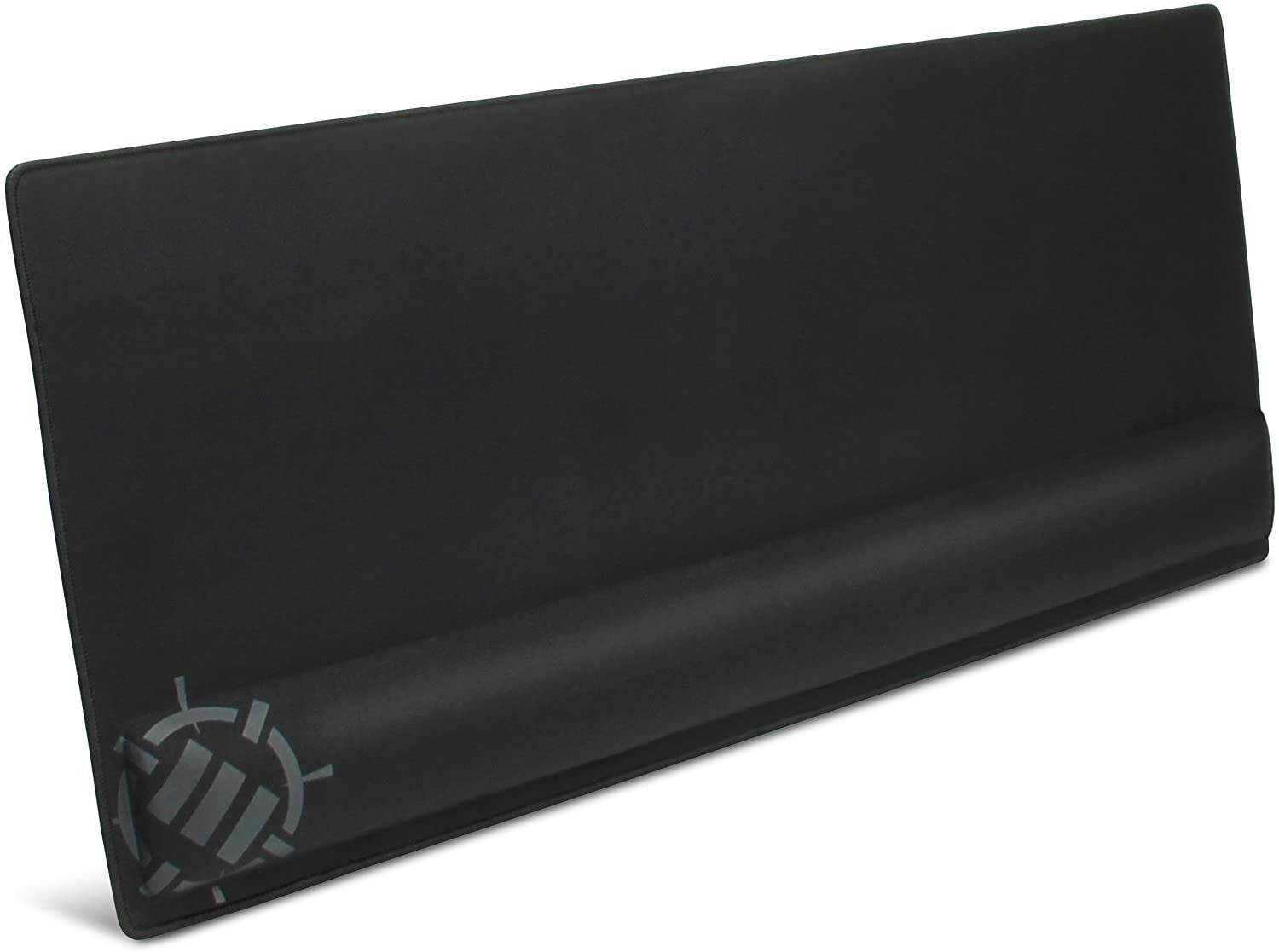 enhance large extended gaming mouse pad with memory foam wrist rest support by 31.5 x 13.78 x 1 inches  antifray stitching & premium soft tracking mat surface black