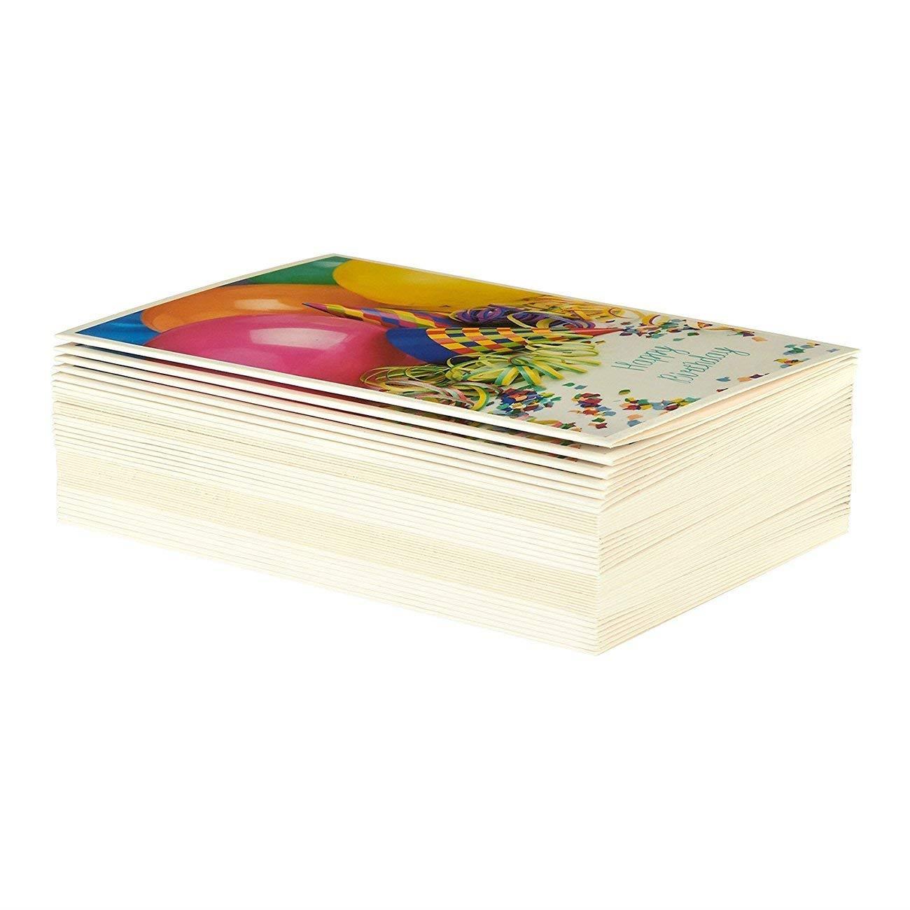 Birthday Card - 48-Pack Birthday Cards Box Set, Happy Birthday Cards - 6 Birthday Party Elements Designs Birthday Card Bulk, Envelopes Included, 4 x 6 Inches