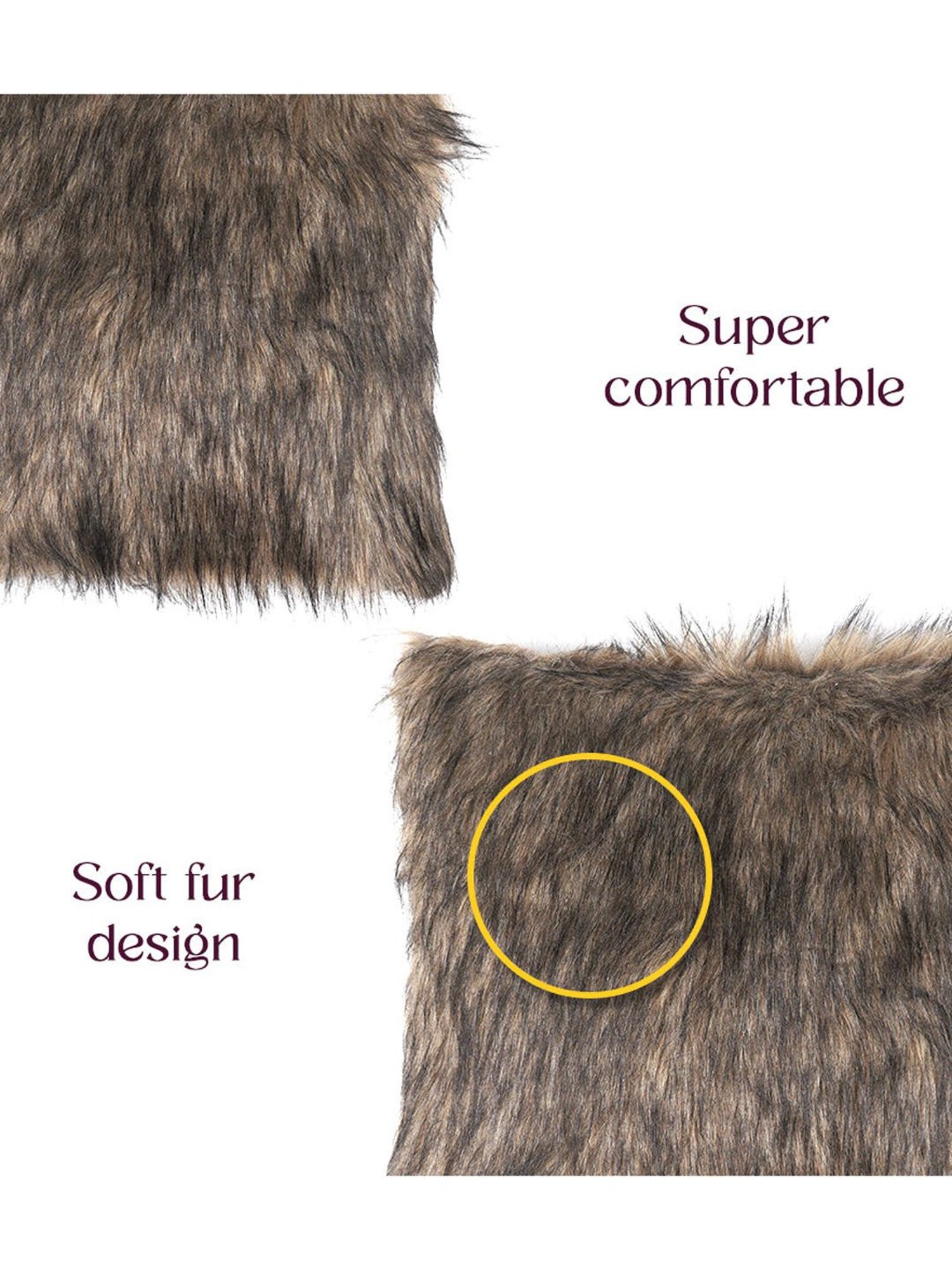 The Artment BrushedDreams Faux Fur Cocoa Brown Cushion Cover (Set of 2)