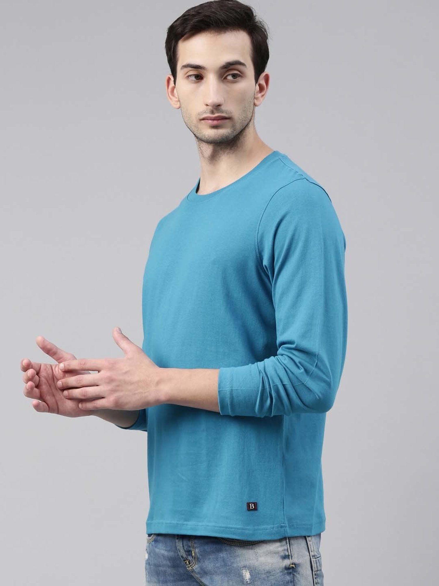 Bushirt Blue Cotton Crew T-Shirt