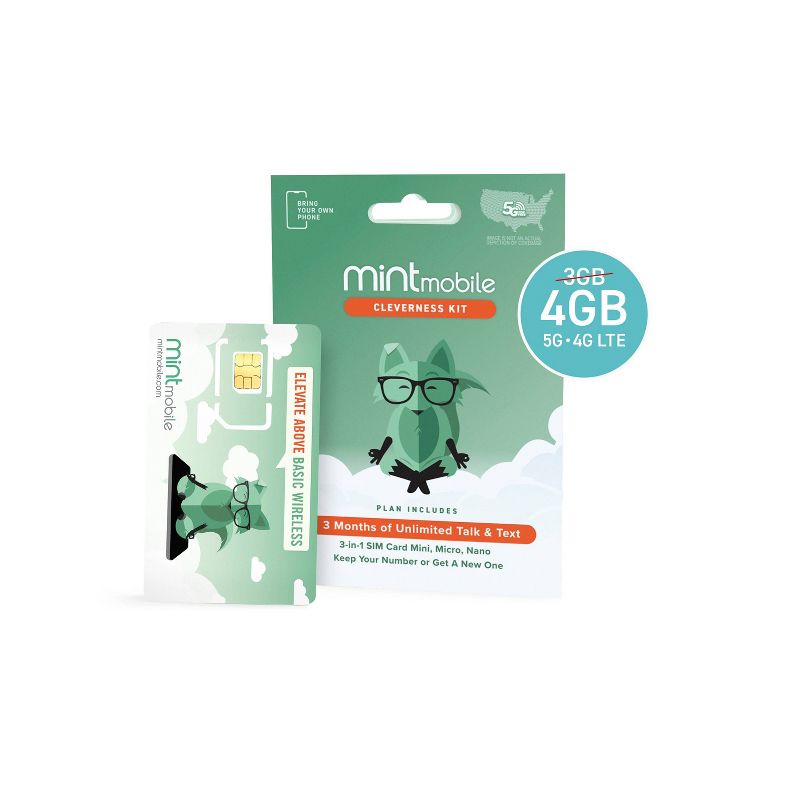 Mint Mobile 3 Month $15/Month (4GB) SIM Kit