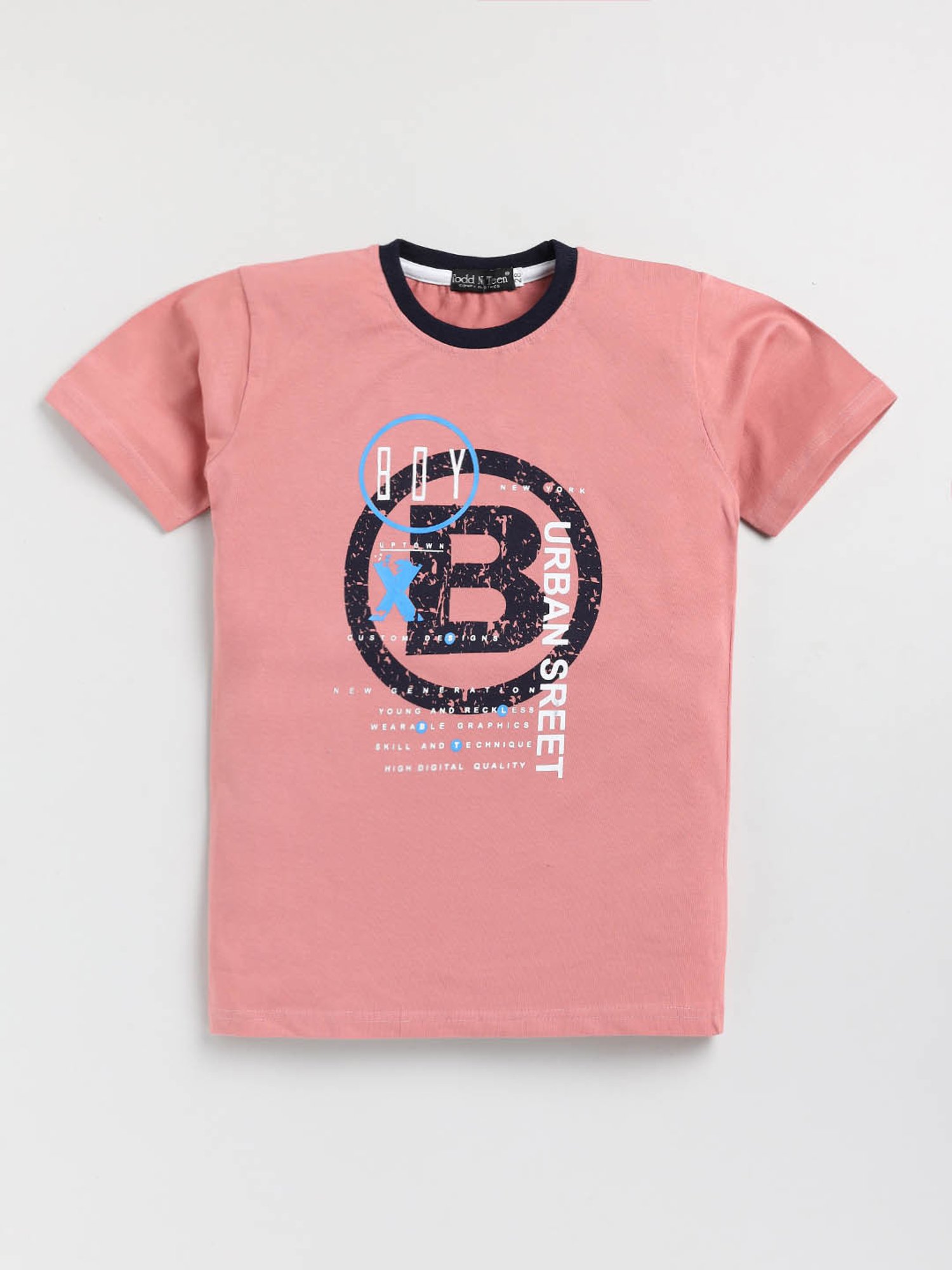 Todd N Teen Kids Pink & Navy Printed T-Shirt with Trackpantss