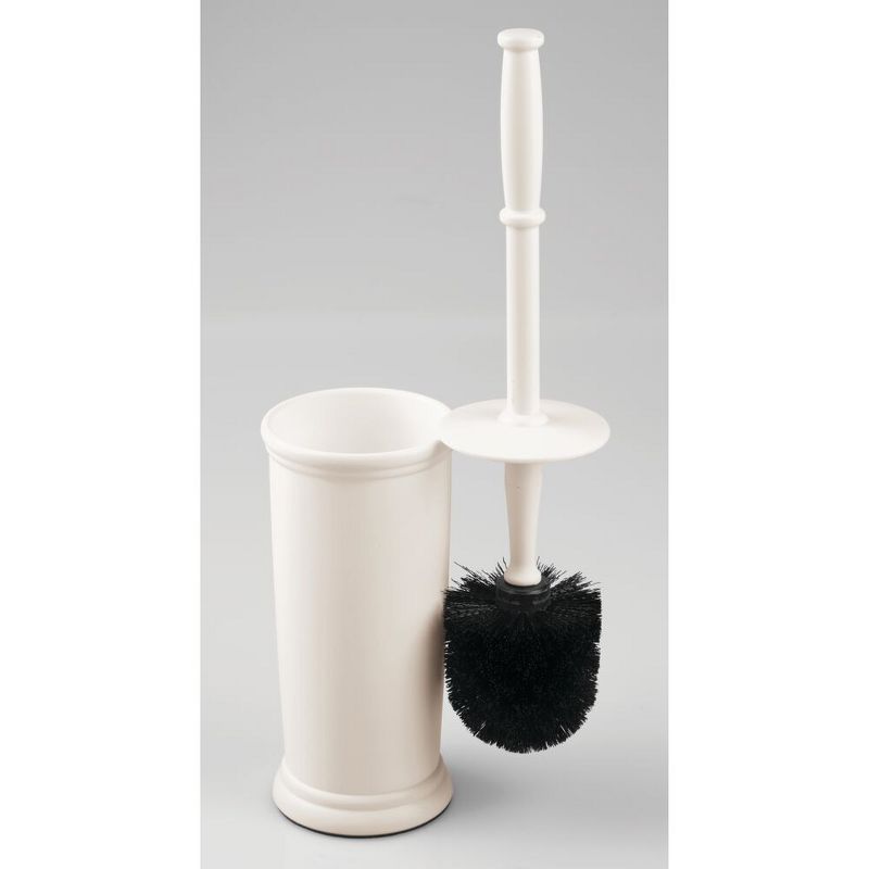 mDesign 2 Piece Plastic Bathroom Trash Can, Toilet Bowl Brush Set - Cream