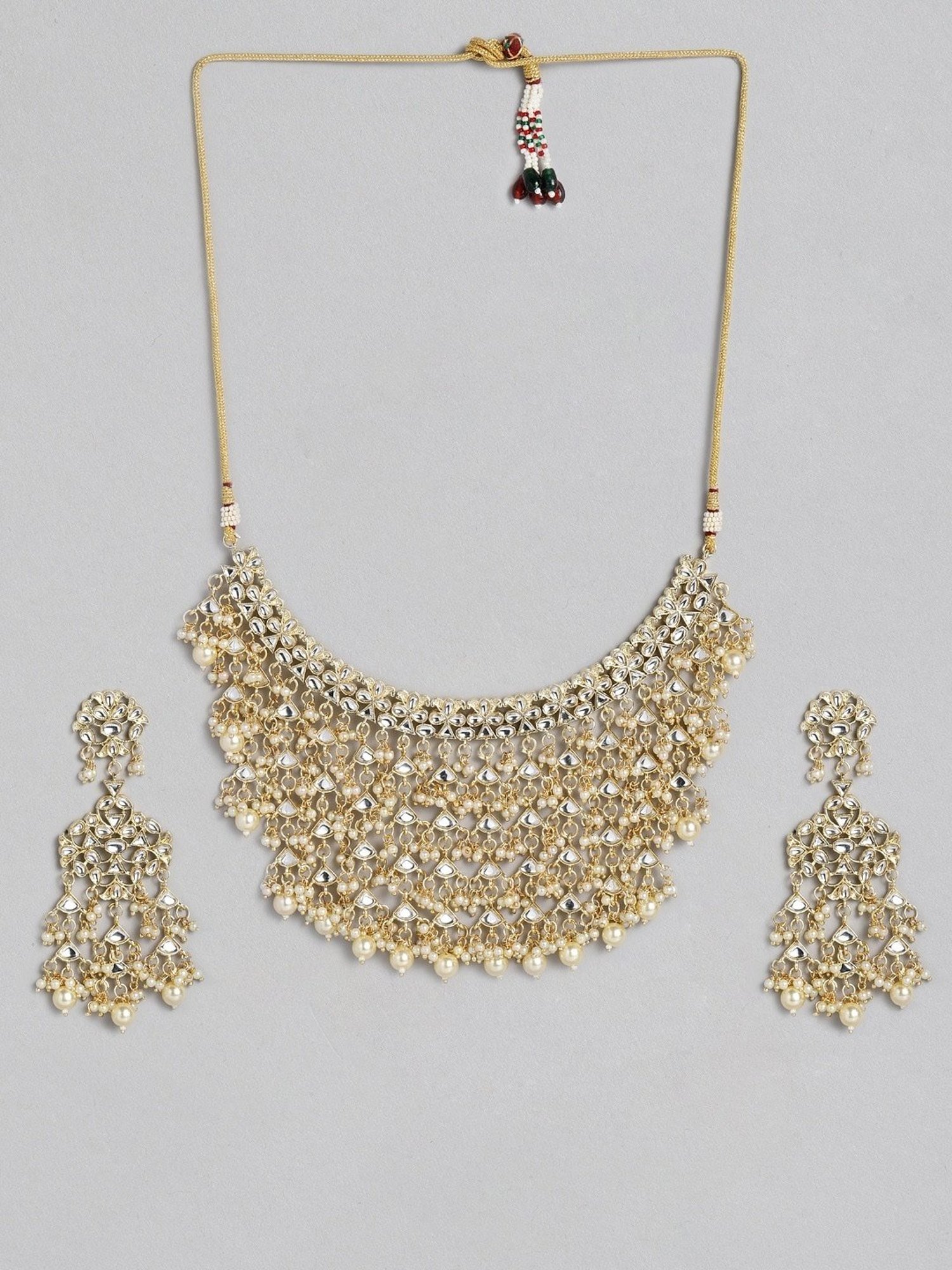 Zaveri Pearls Gold Tone Ethnic Kundan Choker Necklace & Earring Set-ZPFK10485