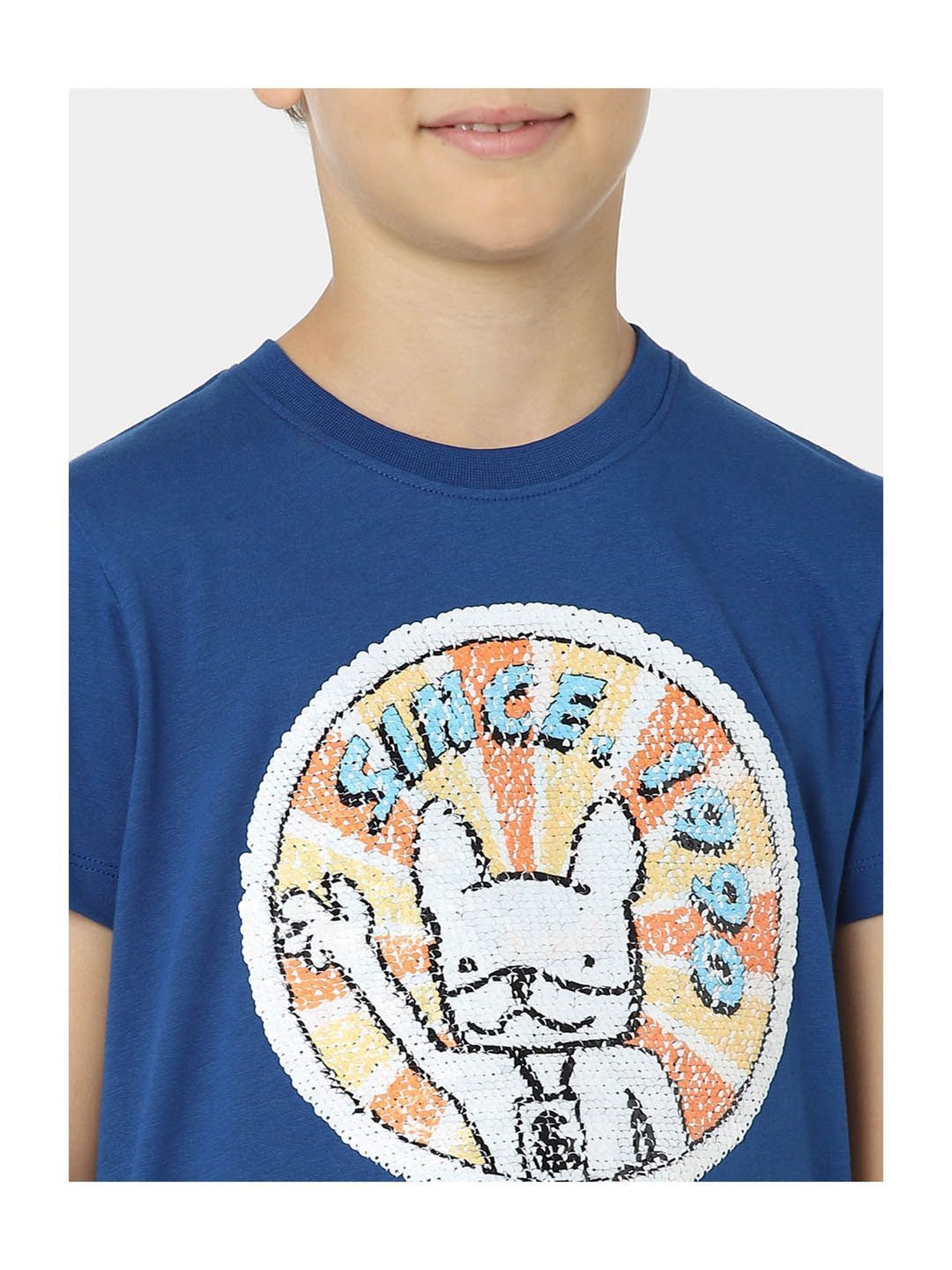 Jack & Jones Junior Boys Royal Blue Embellished T-Shirt