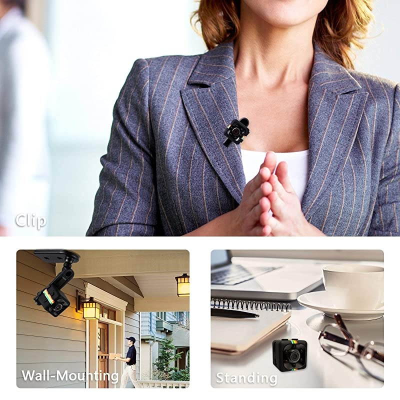 Cop Spy Cam As Seen On TV Mini Camera Wireless Hidden 1080P Body Camera Action Camera Convert Security Nanny Cam with Night Vision and Motion Activated for HomeCarOffice Indoor and Outdoor