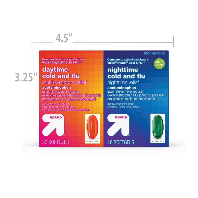 Day/Night Multi -Symptom Cold & Flu Relief Combo Pack Softgels 48ct - up & up™