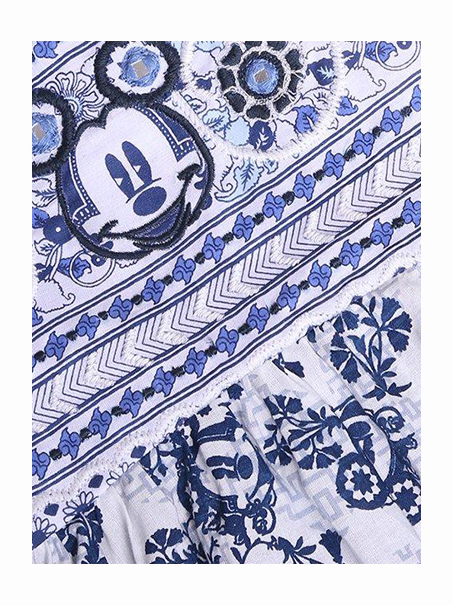 BIBA Girls White & Blue Printed Top with Dhoti