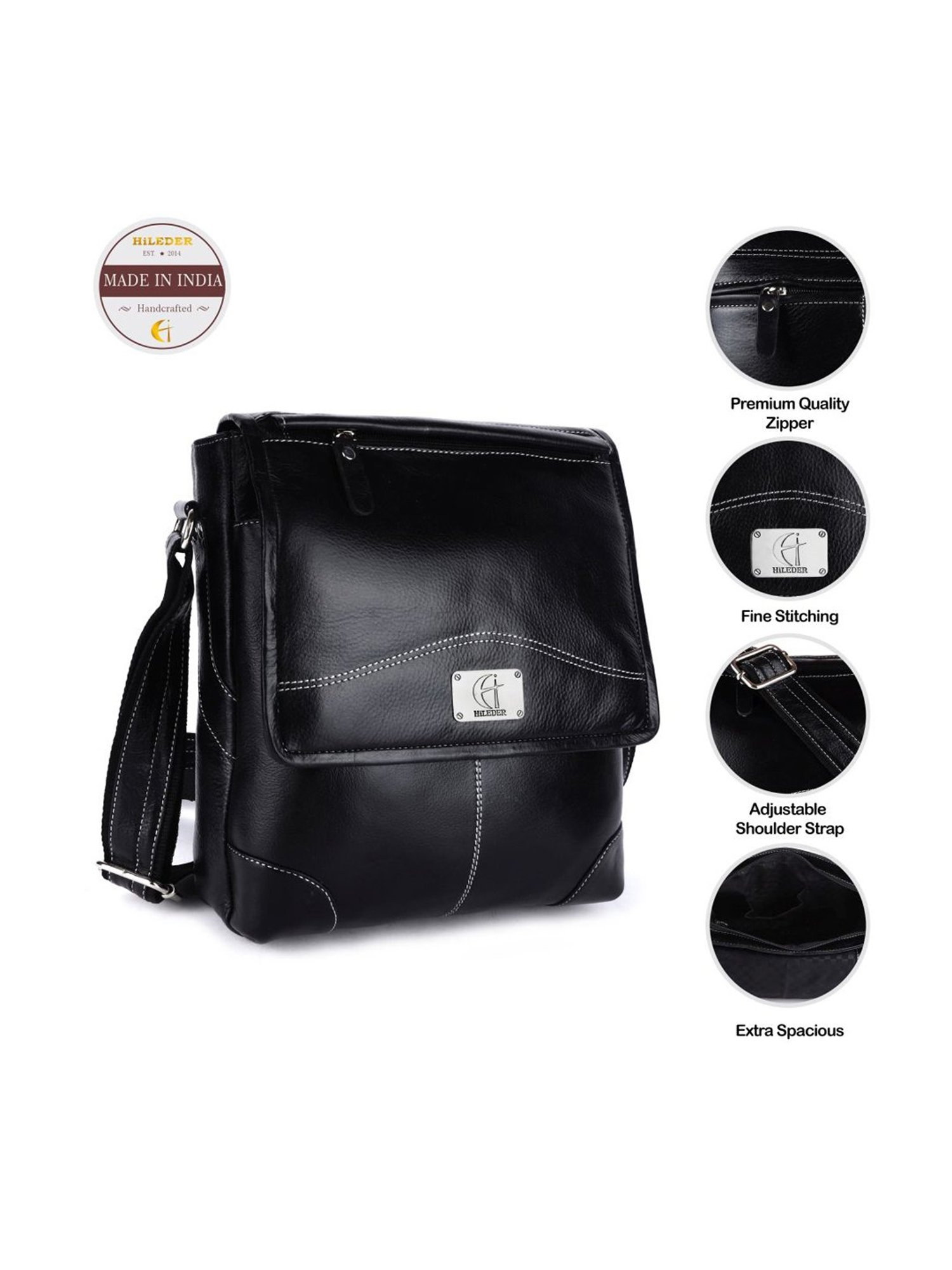 HiLEDER Black Solid Medium Cross Body Bag