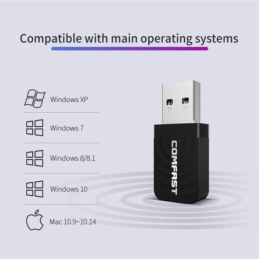 High Speed USB 3.0 Wireless Wifi Adapter Dual Band 2.4 +5 GHz 1300 Mbps 802.11AC 802.11 a/b/n/g/ac Wifi Antenna Network Card Wireless Adapter Support Windows XP/Vista/7/8/10 Mac OS