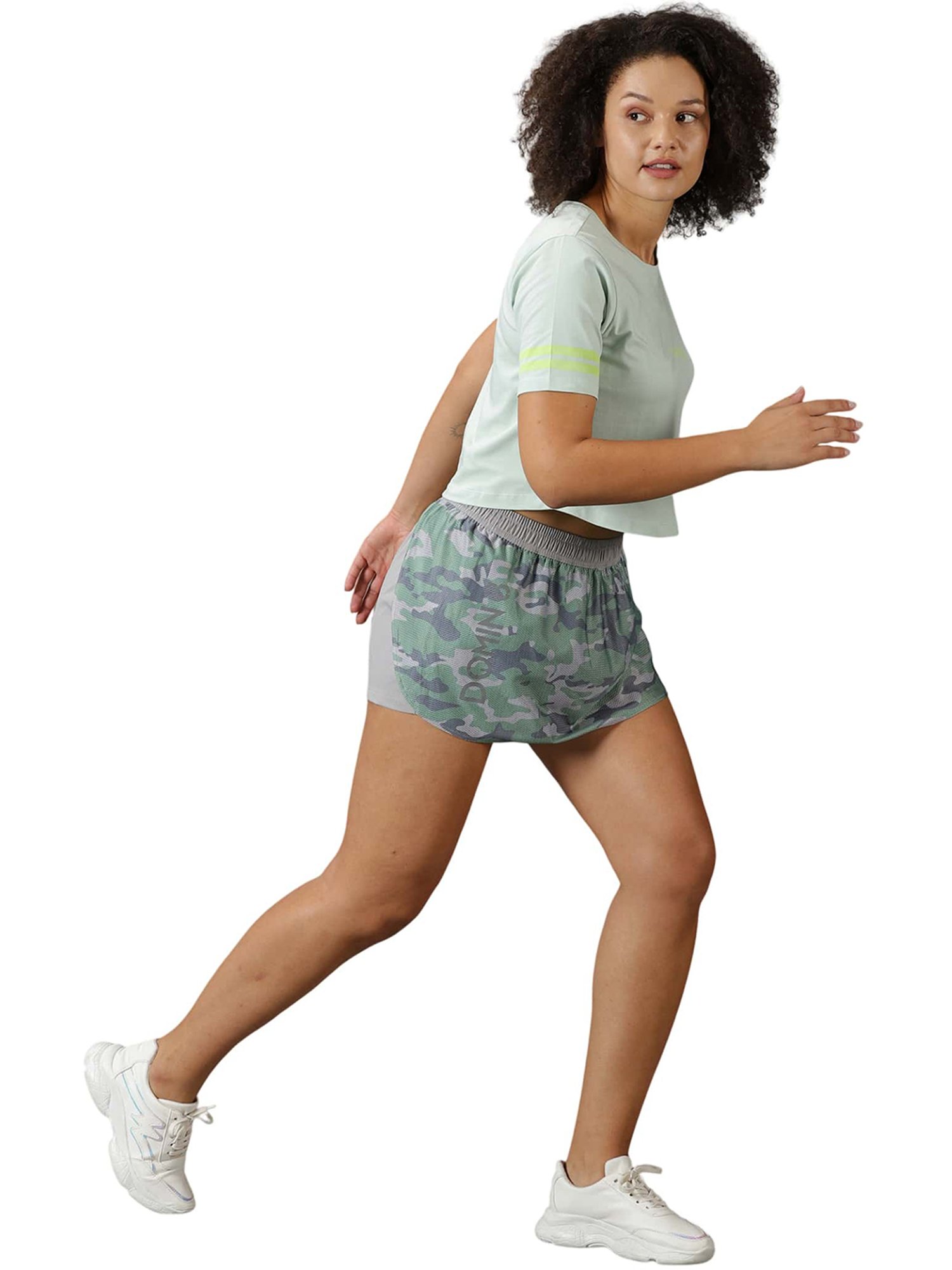 Domin8 Women Double Layered Camouflage Shorts With Zipper Pockets