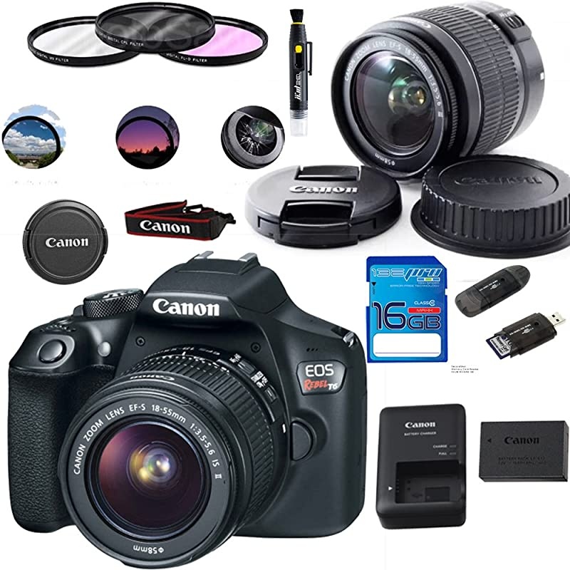EOS 1300D / T6 EF-S 18-55mm 18.7MP CMOS 5184 x 3456 Pixels (Black) + Deal-Expo Basic Accessories Bundle
