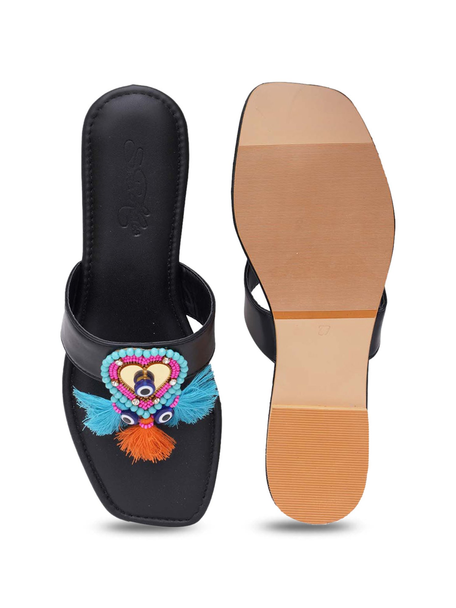 Sole House Women's Black T-Strap Sandals