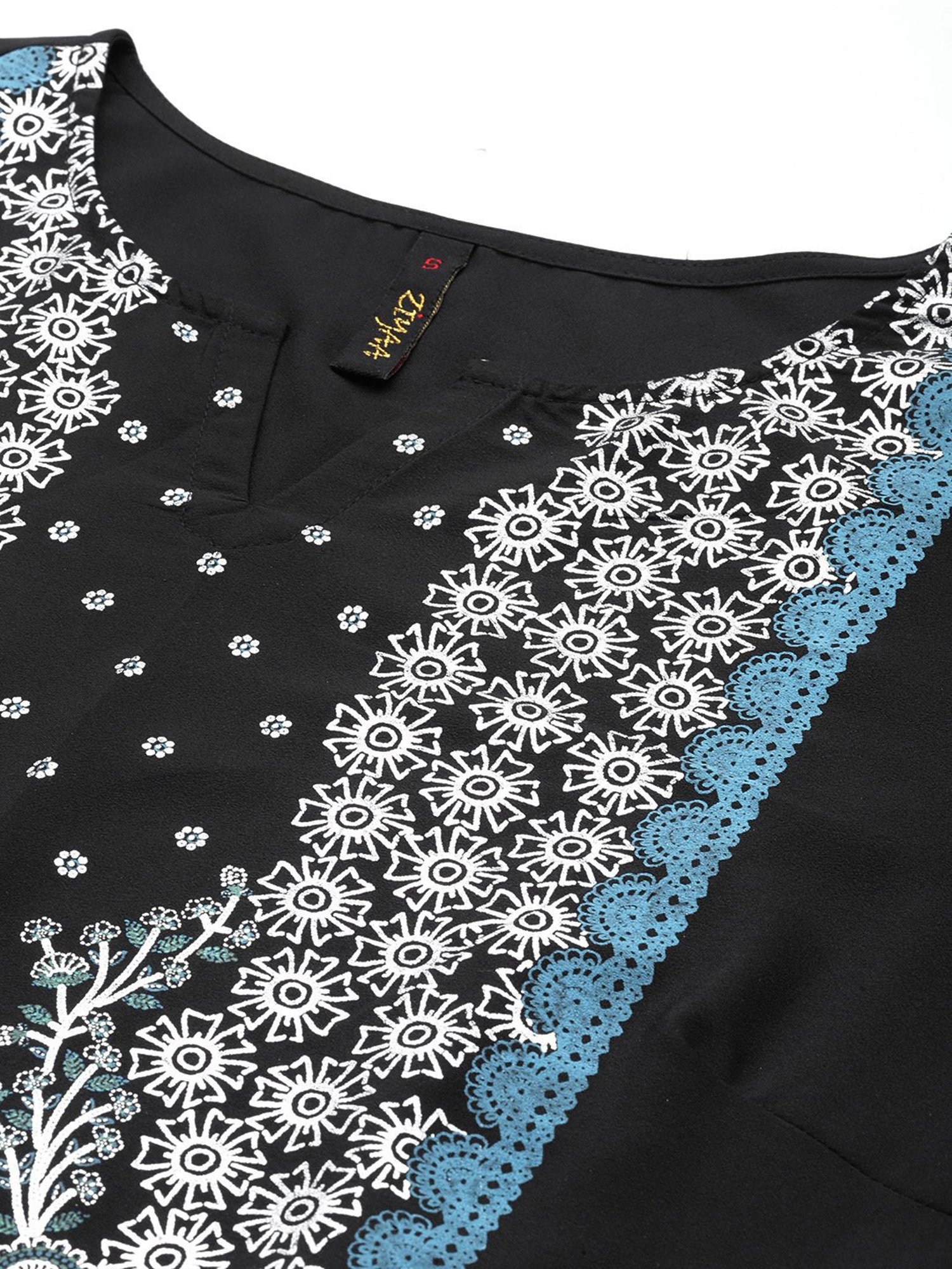 Ziyaa Black Printed Kurta Pant Set