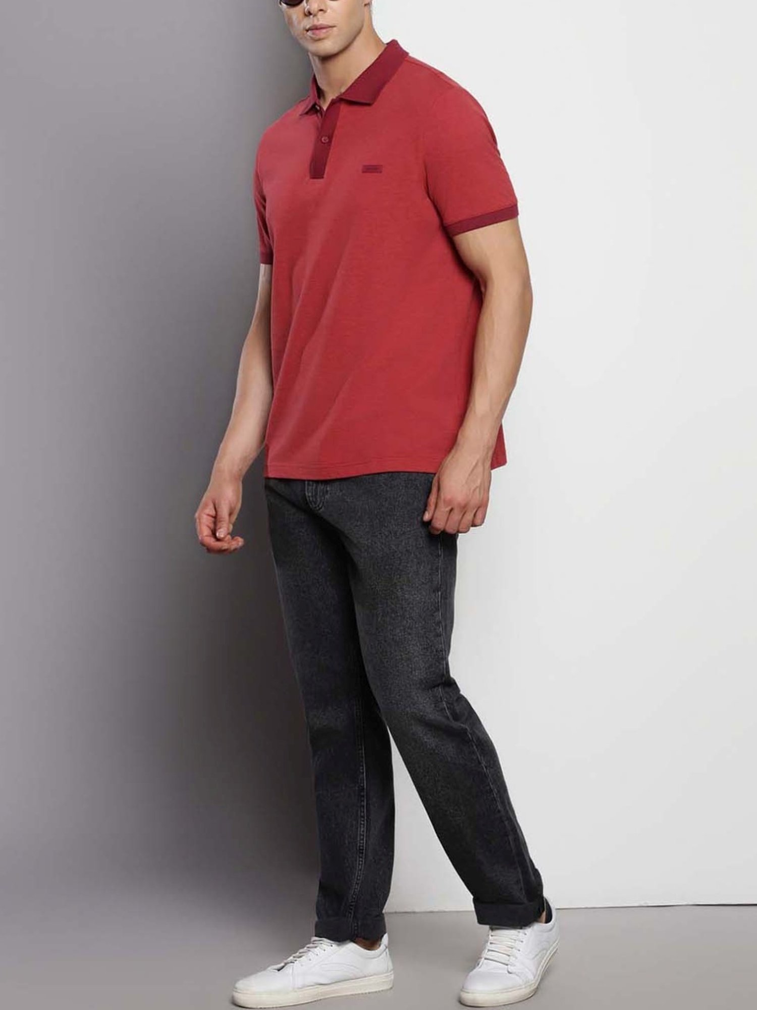 Calvin Klein Deep Starfire / Baked Apple Cotton Regular Fit Polo T-Shirt