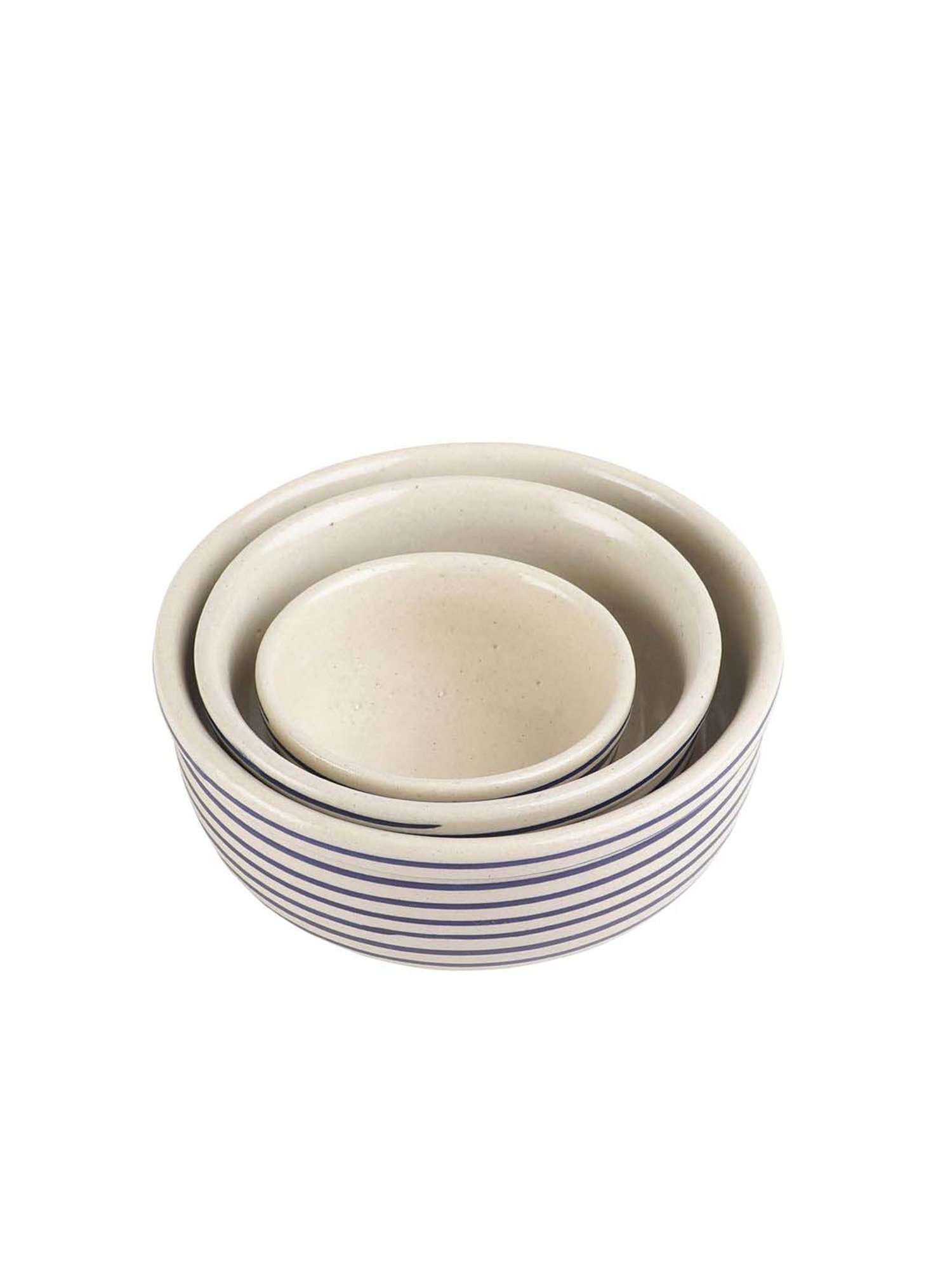 VarEesha Parikrama Blue & White Ceramic Serving Bowl - St of 3