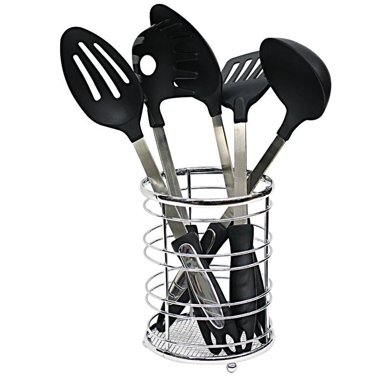 Home Basics Chrome Plated Steel Cutlery Holder
