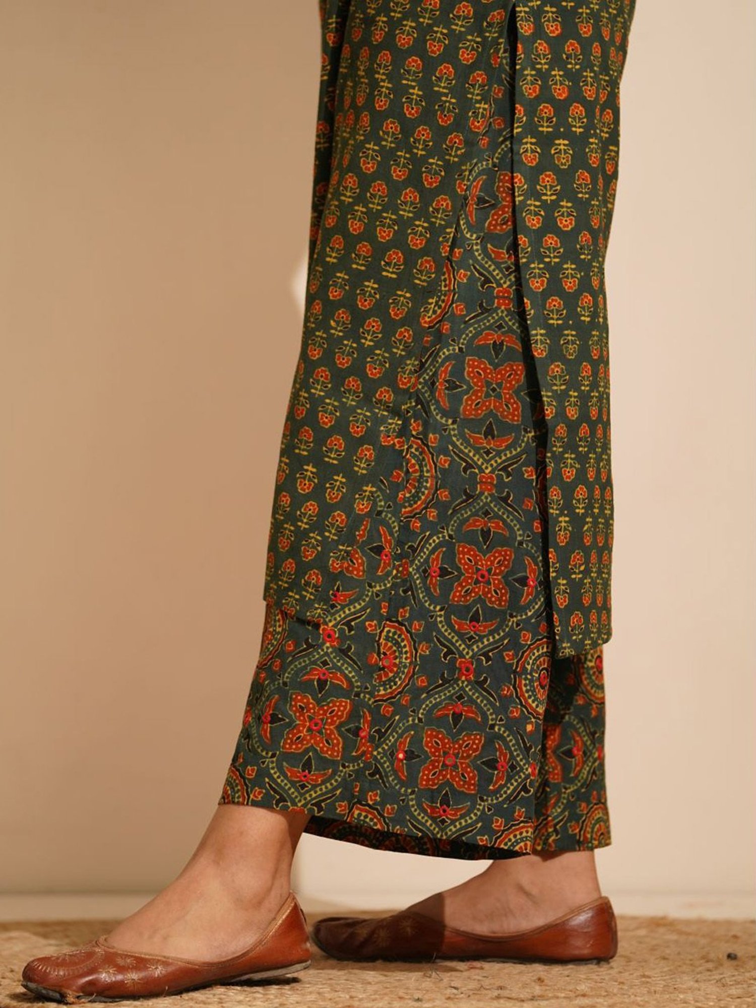 Love Chic Green Cotton Ajrakh Palazzos