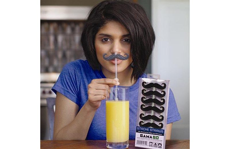 Gamago Clip on Mustache Straws Set Of