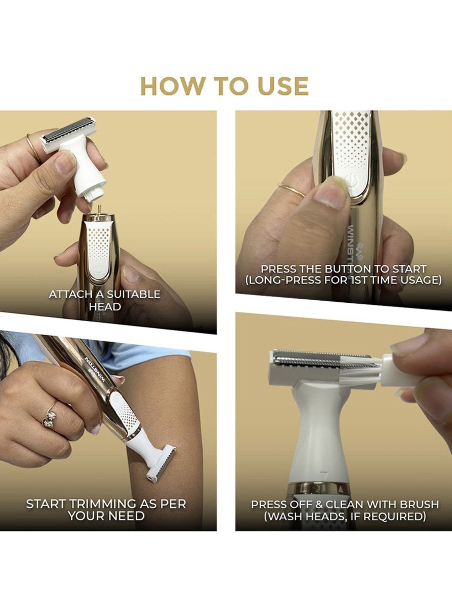 WINSTON Rechargeable 3 in 1 Bikini, Body & Eyebrow Trimmer