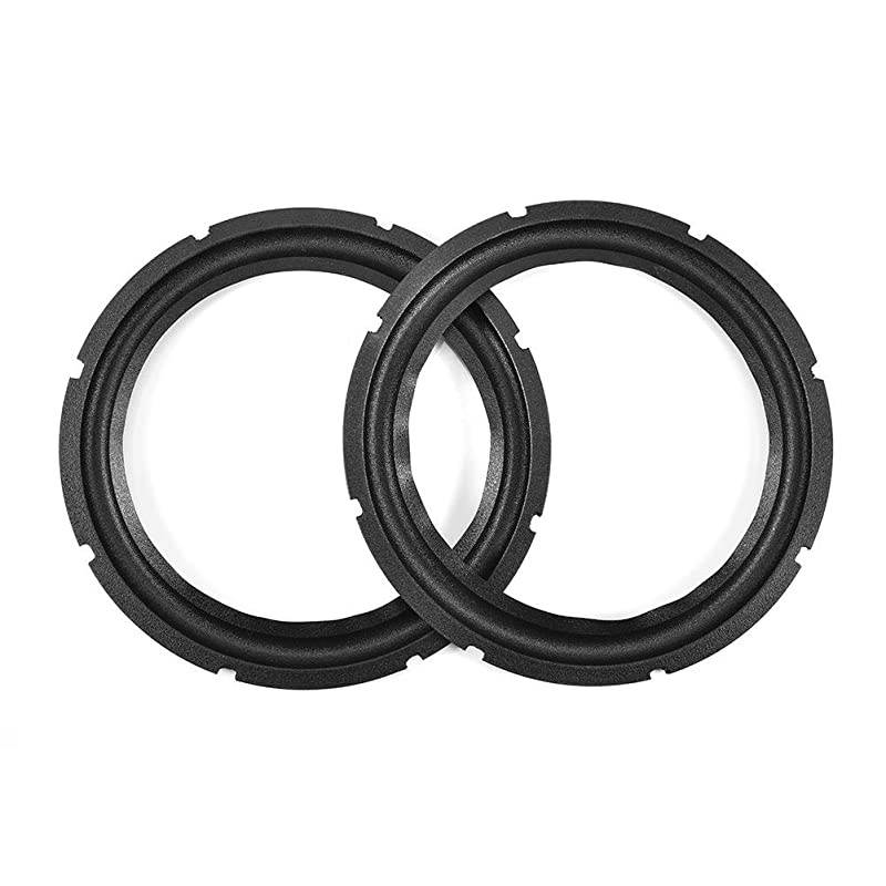 Perforated Rubber Speaker Foam Edge Subwoofer Surround Rings Replacement Parts for Speaker Repair or DIY Black2pcs