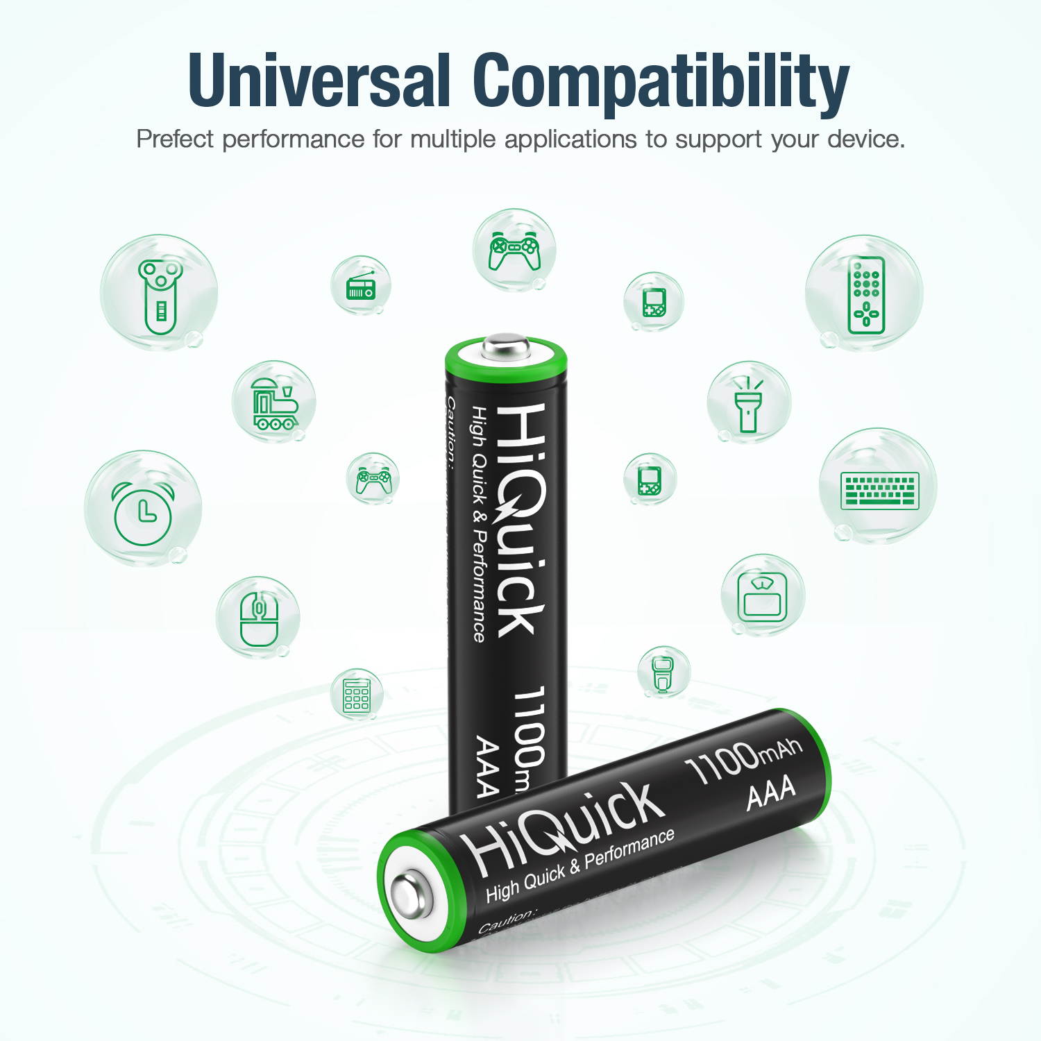 HiQuick 4 Pack Rechargeable Batteries AAA 1100mAh High Capacity Performance 1.2V, Per-Charged Ni-MH AAA Battery