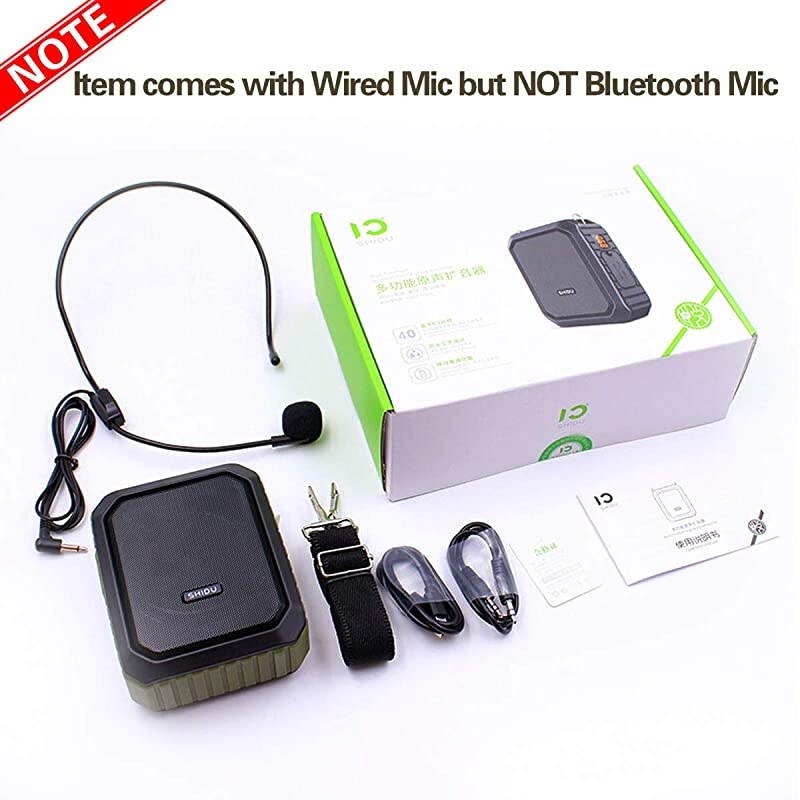 Voice Amplifier Personal Portable Microphone Headset 18W Hear Loud All in One Bluetooth Speaker Waterproof Recording AUX Jack for Teachers Outdoor Speech Tour Guide