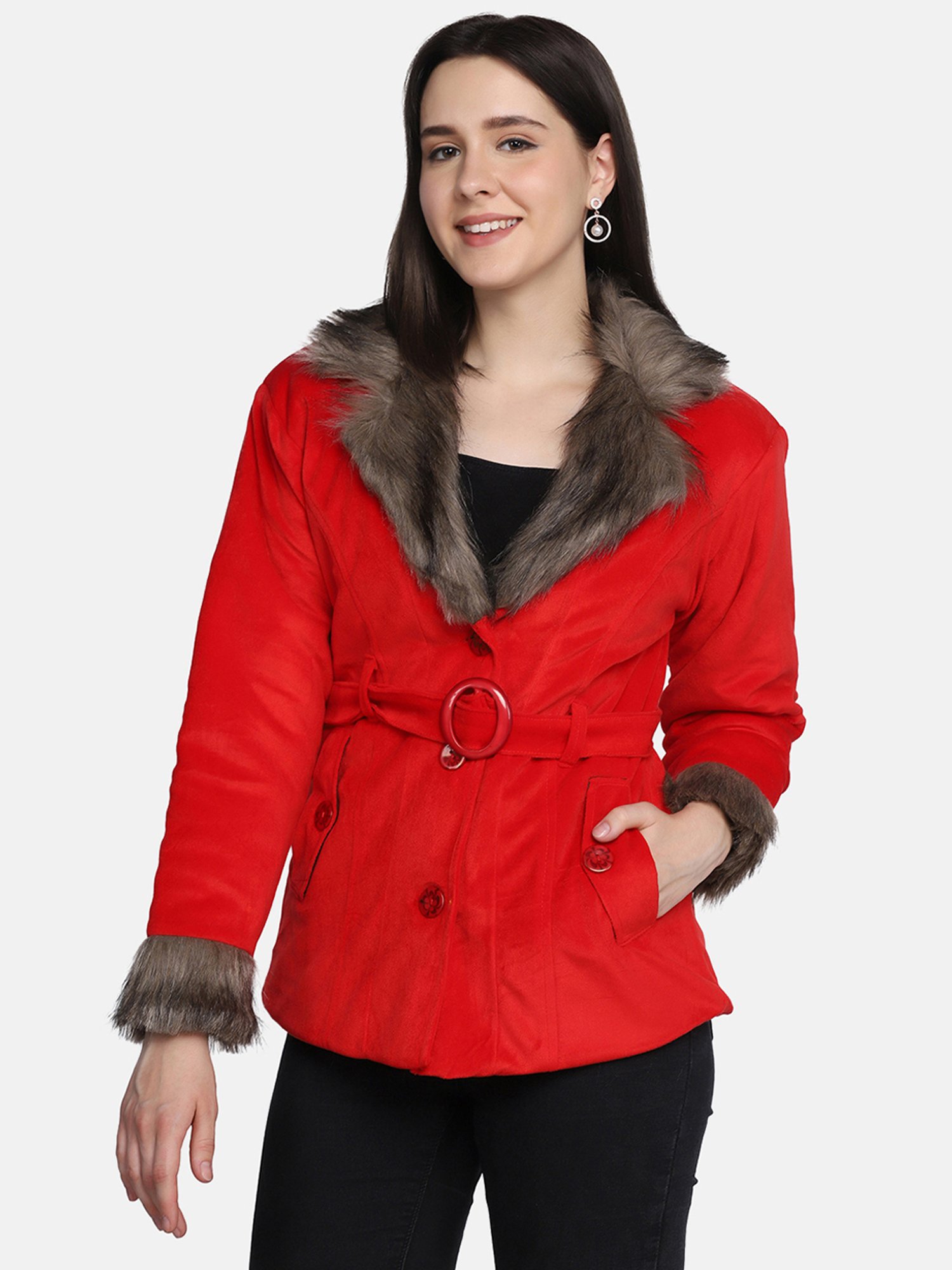BUYNEWTREND Red Regular Fit Jacket