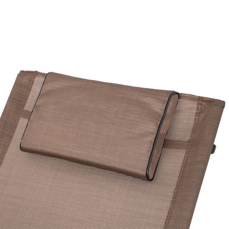 Outdoor Curved Rocker Chaise Lounge Chair with Pillow - Brown - Crestlive Products