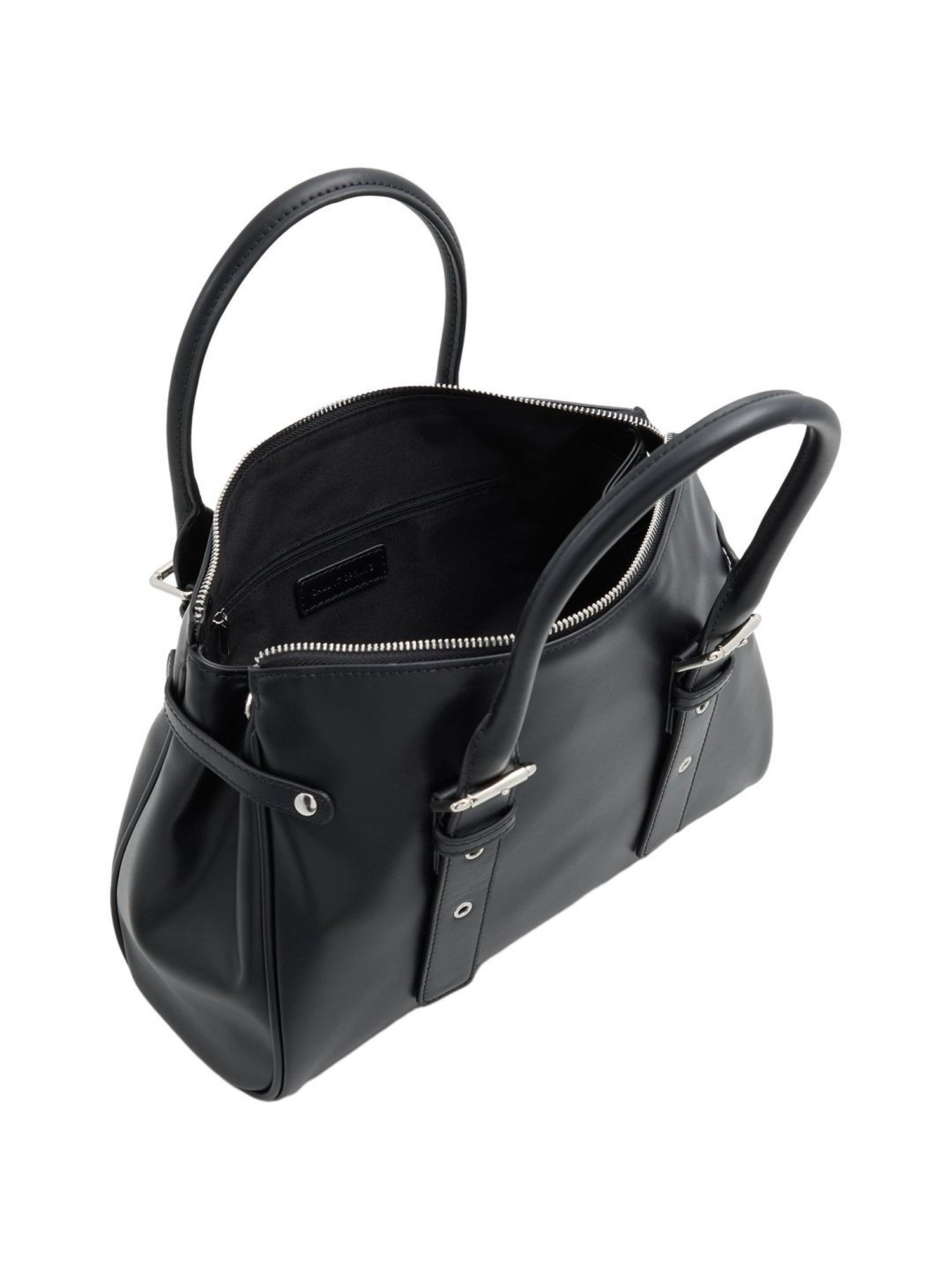 Call It Spring Black Solid Large Satchel Handbag