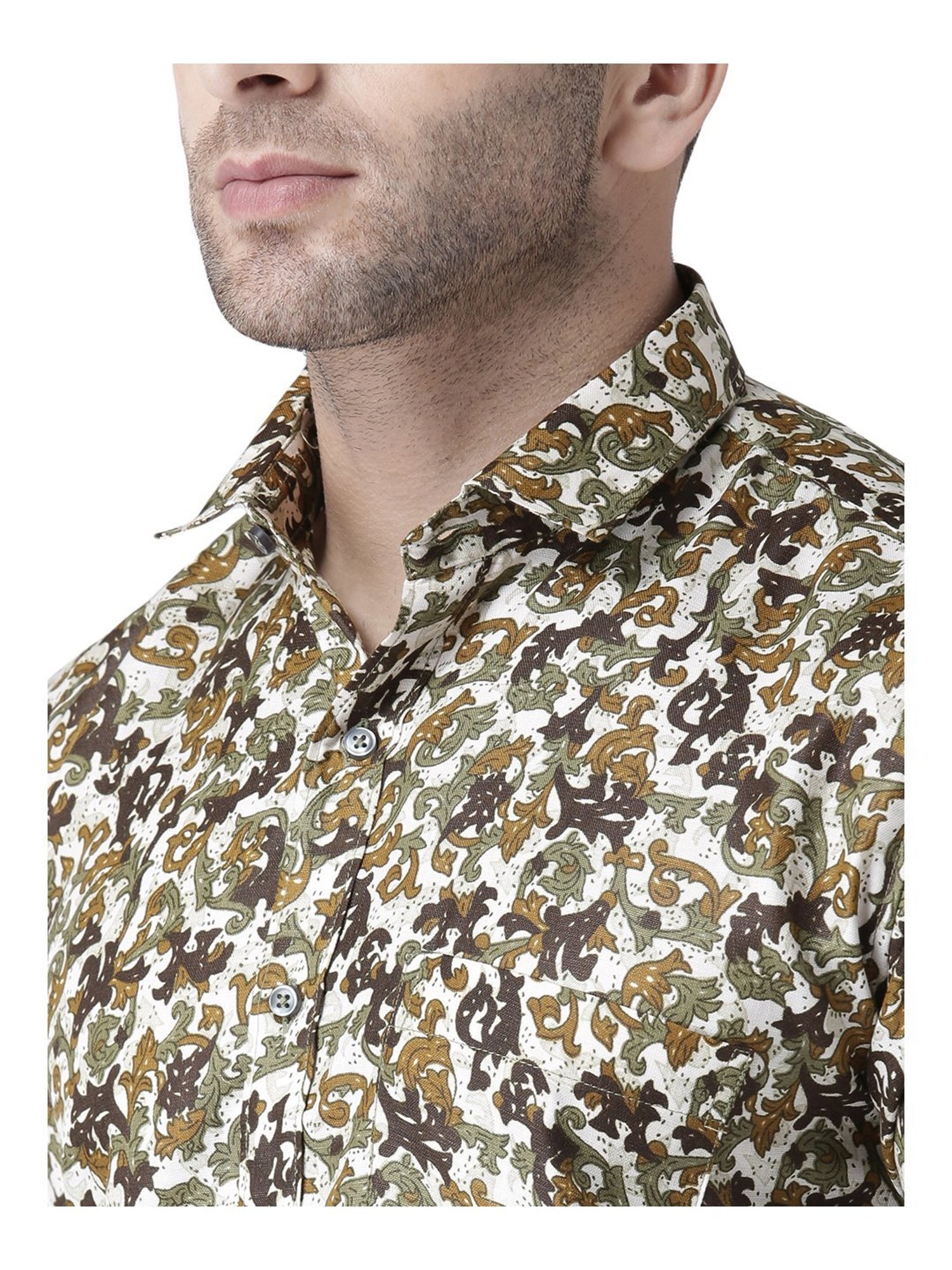 Hang Up Green Slim Fit Printed Shirt