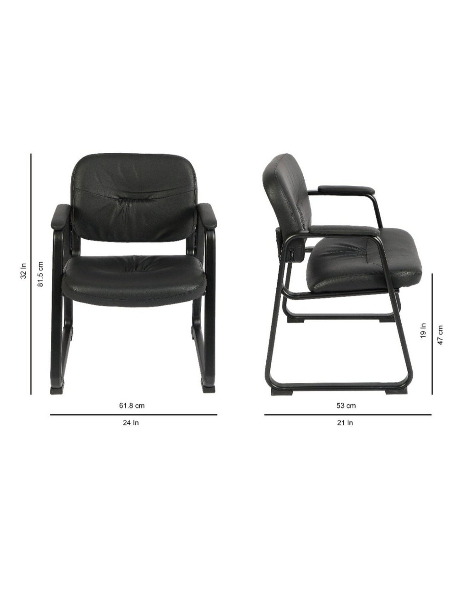 HNI India OFM Essentials Black Leather Executive Side Chair