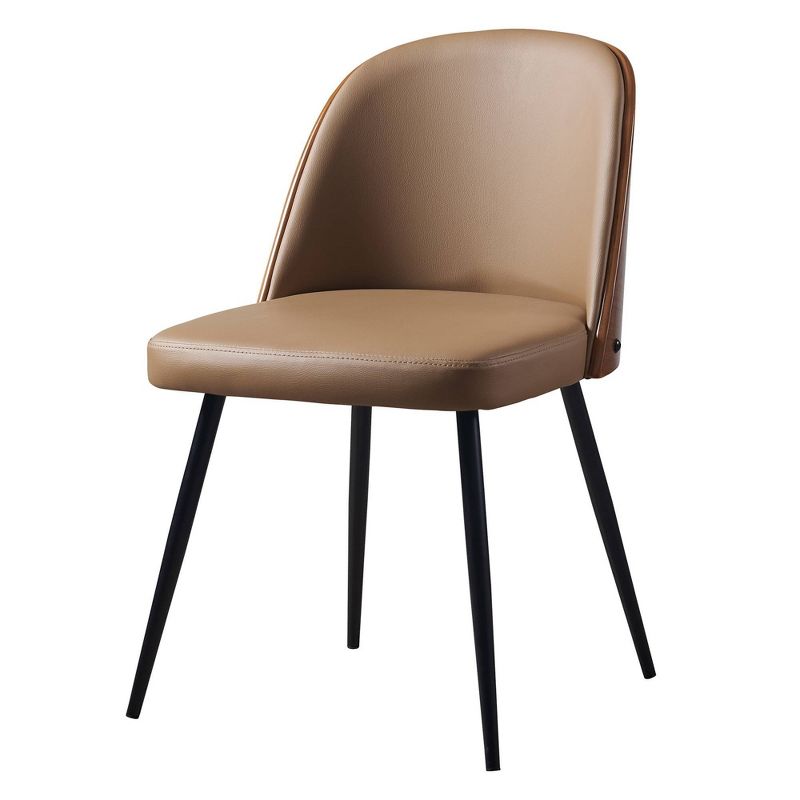 Layton Chair with Benwood Back Metal Leg Khaki/Cherry Wood Finish - Versanora