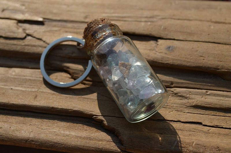Fluorite Stone Vial Keychain