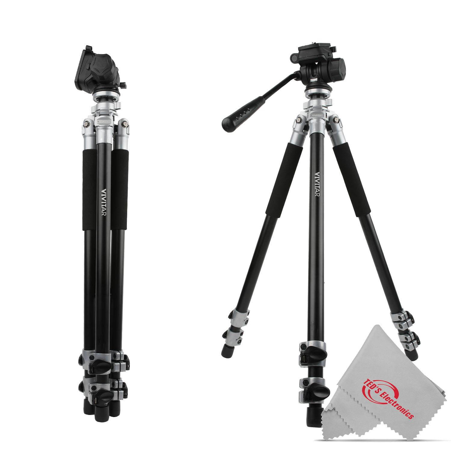 Vivitar Cinema 71 Inch Aluminum Alloy Tripod 360&deg; Fluid Head with Pan Tilt and Elevation Locks 30 LB Load Capacity