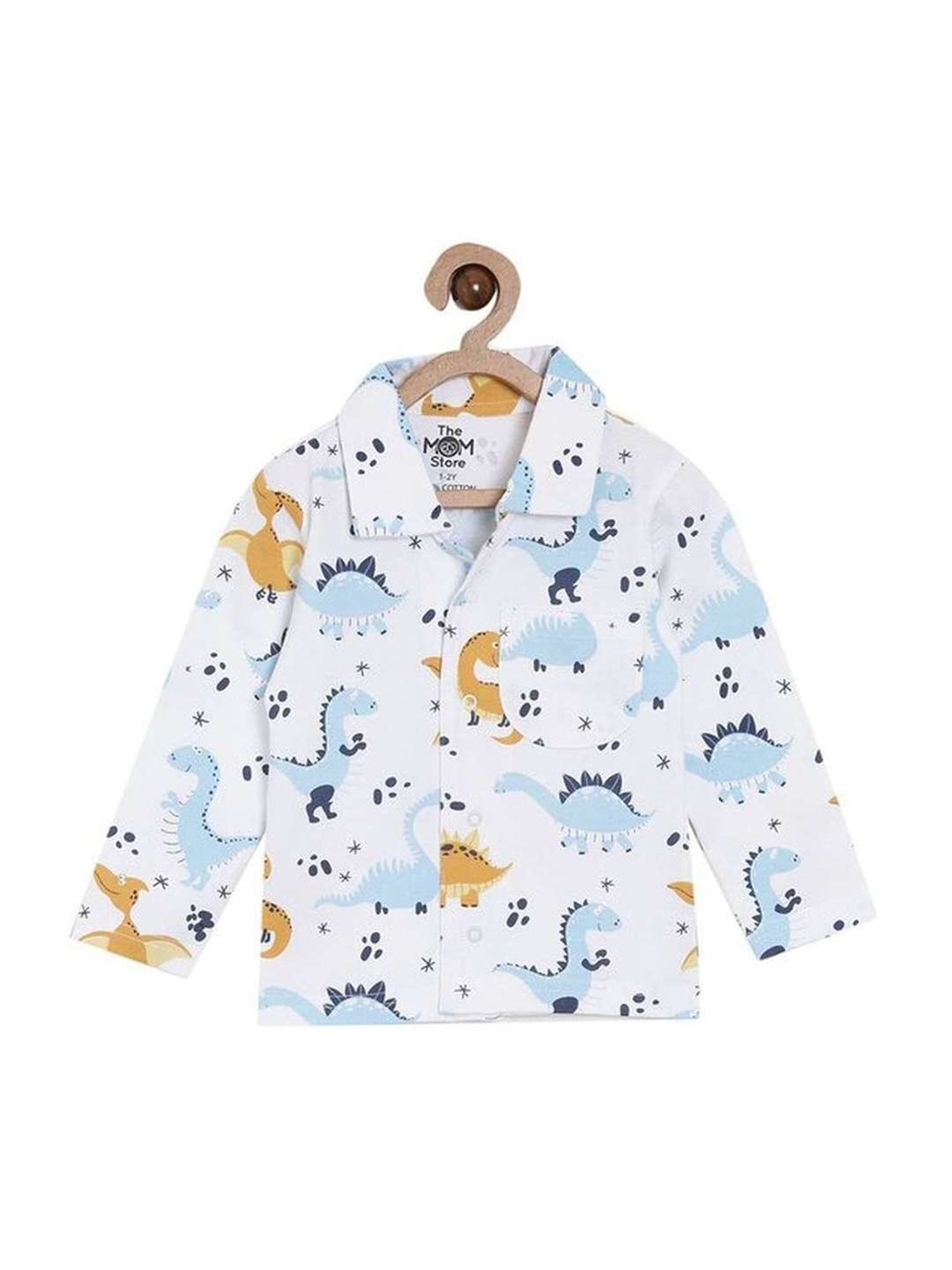 The Mom Store Boys Multicolor Cotton Printed Full Sleeves Shirt Set