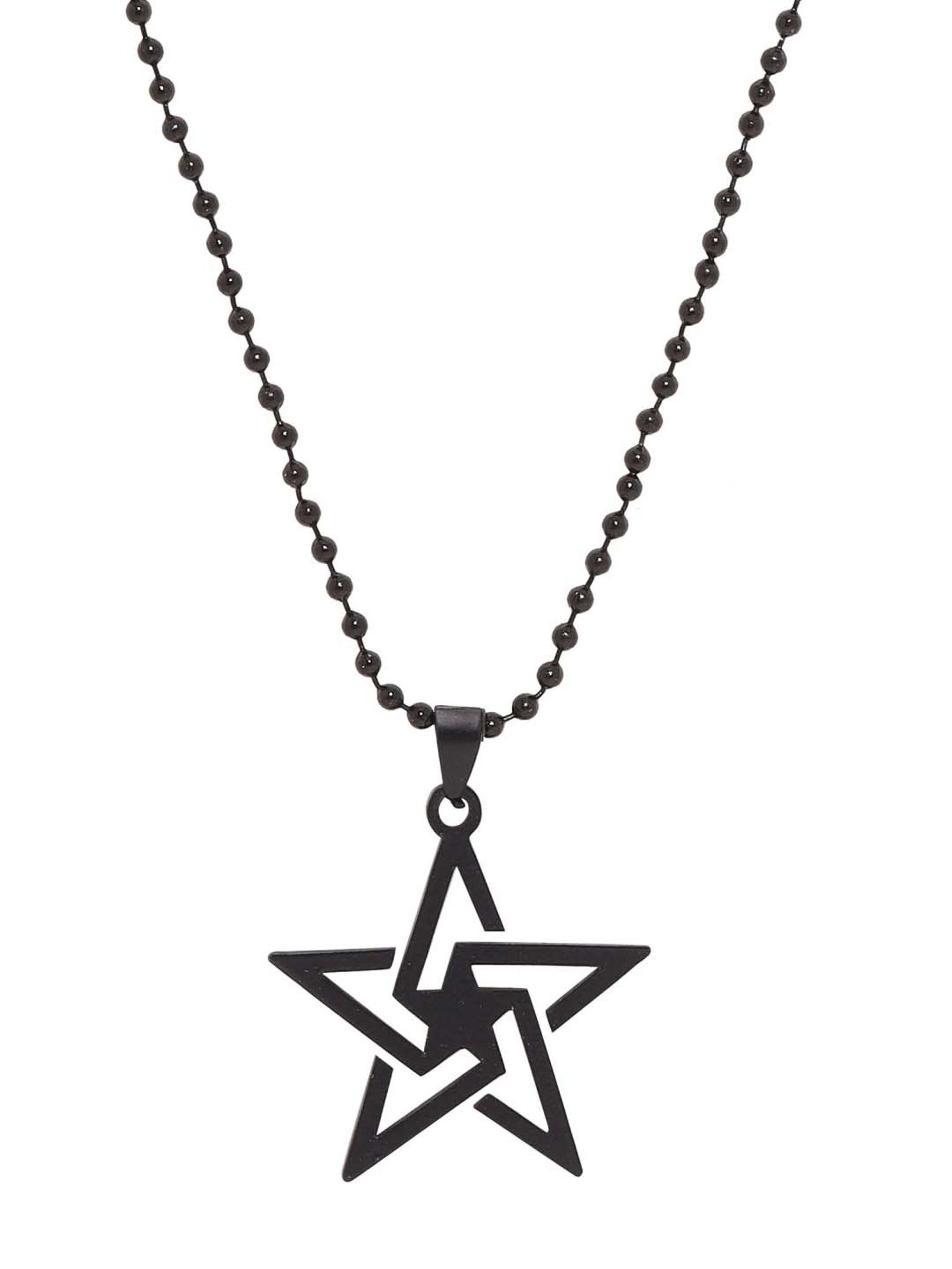 Bold By Priyaasi Men's Black Plated Star Pendant Chain