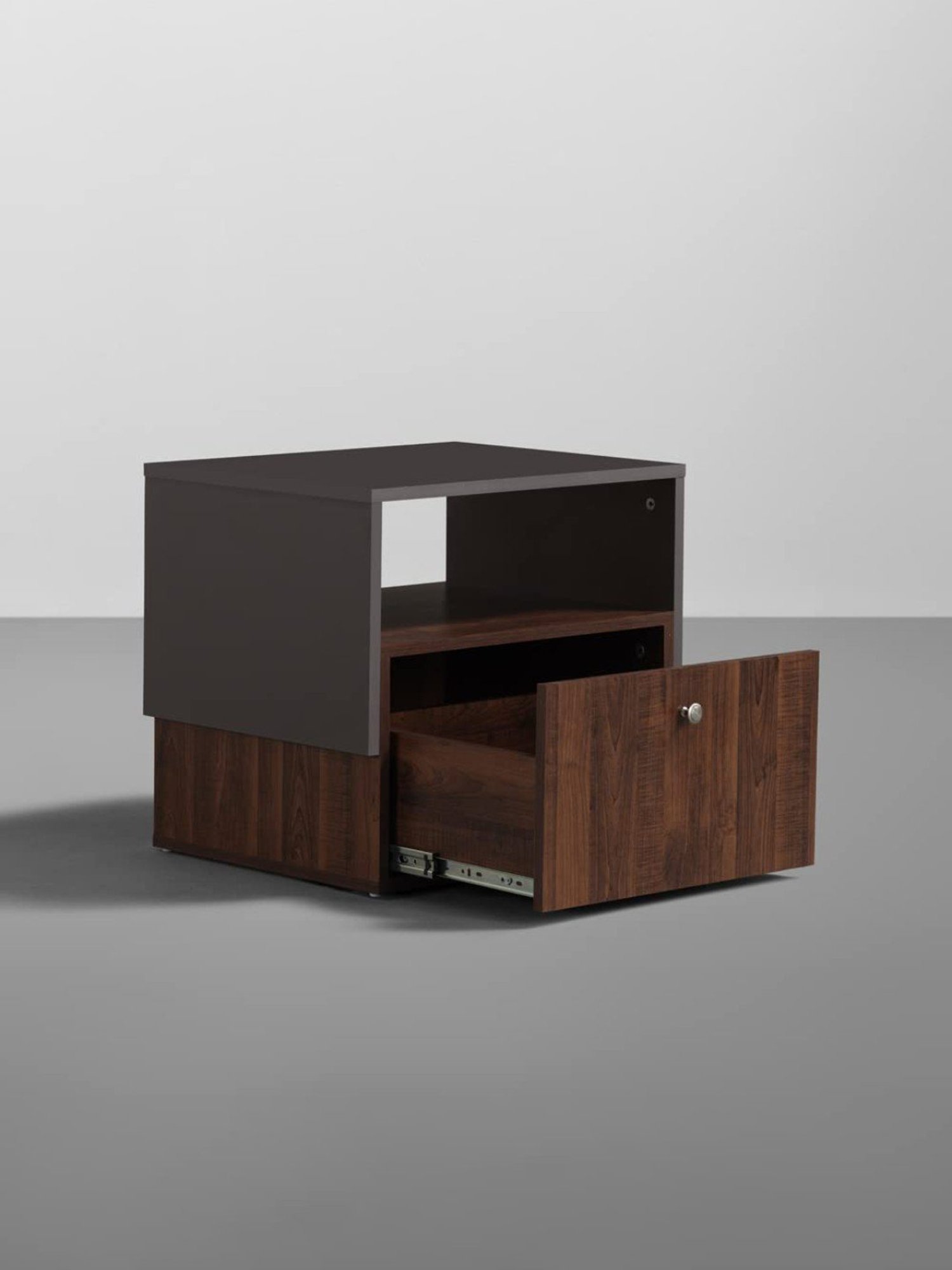 Sleepyhead Pal Dark Brown & Slate Grey Engineered Wood Bedside Table