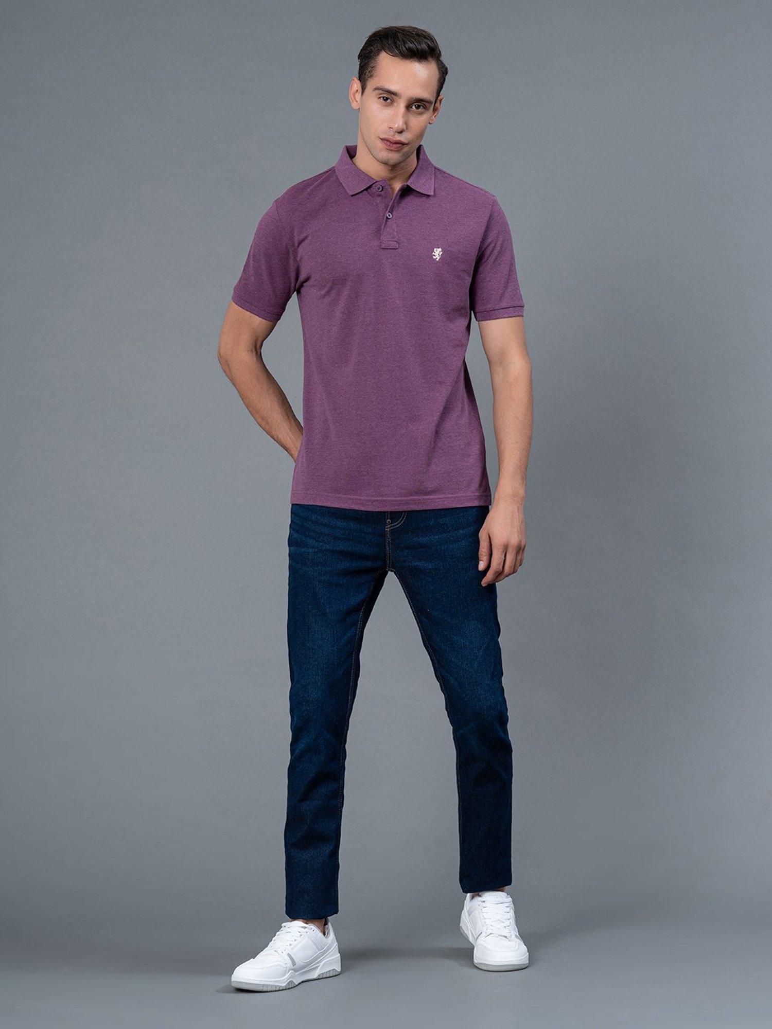 Red Tape Mauve Melange Regular Fit Polo T-Shirt