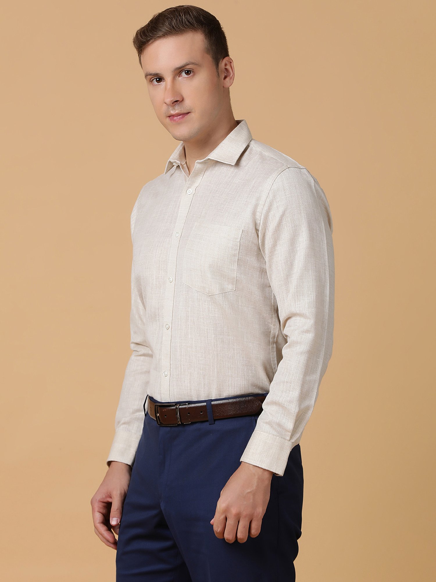 TABARD Light Grey Melange Regular Fit Shirt