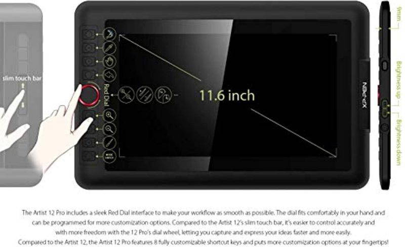 XP-PEN Artist12 Pro 11.6 Inch Drawing Monitor Pen Display Full-Laminated Graphics Drawing Tablet  and  2X Screen Protector