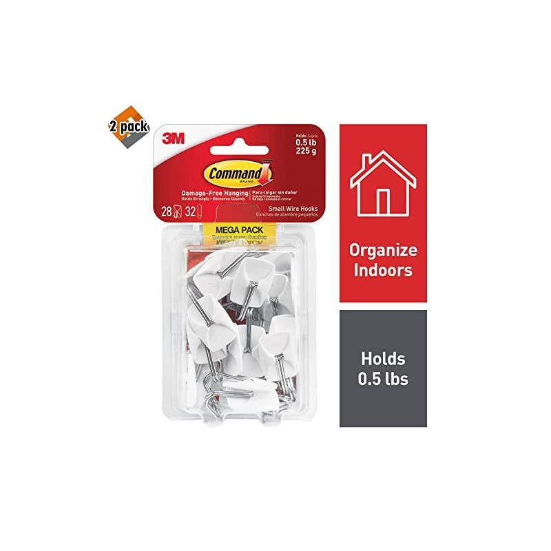 Wire Hooks White Indoor Use 17067MPES 2 Pack
