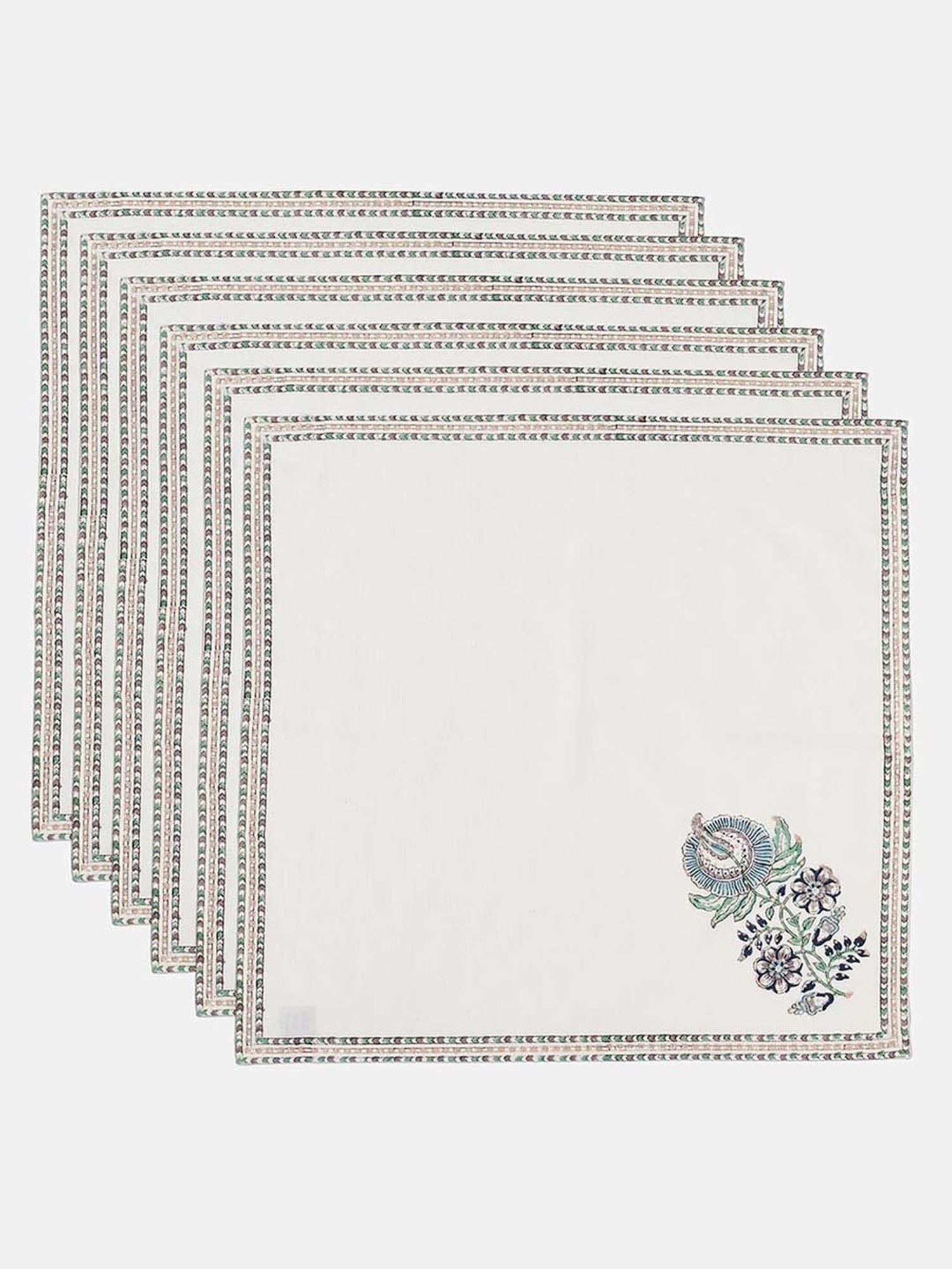Fabindia Home Antara Blue Cotton 134 TC Napkins - Set of 6