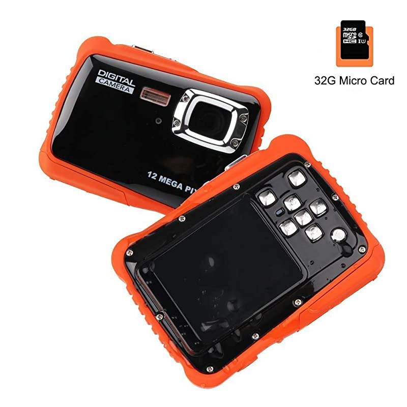 Waterproof Mini Kid Camera High Definition 12MP HD 3M Underwater Swimming Digital Camera Camcorder 2.0 Inch LCD Display Include 32 TF Card (Black)