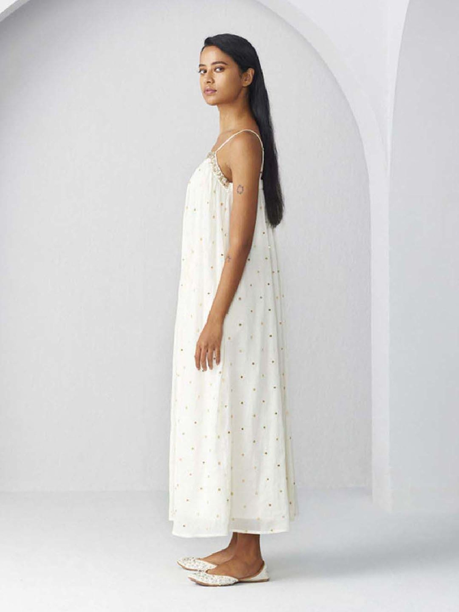 Ancestry White Embroidered Maxi Dress